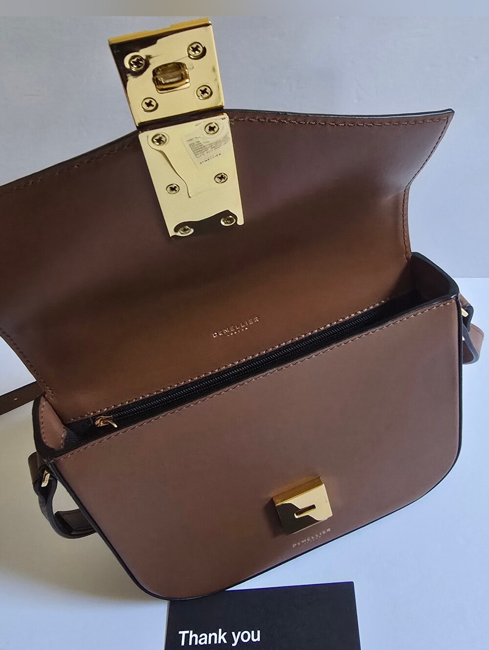 DeMellier  Small Vancouver Leather Crossbody Bag Tan - Picture 6 of 11